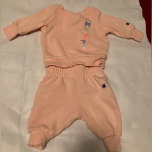 Coral colored 0-3 months Champion jogger set